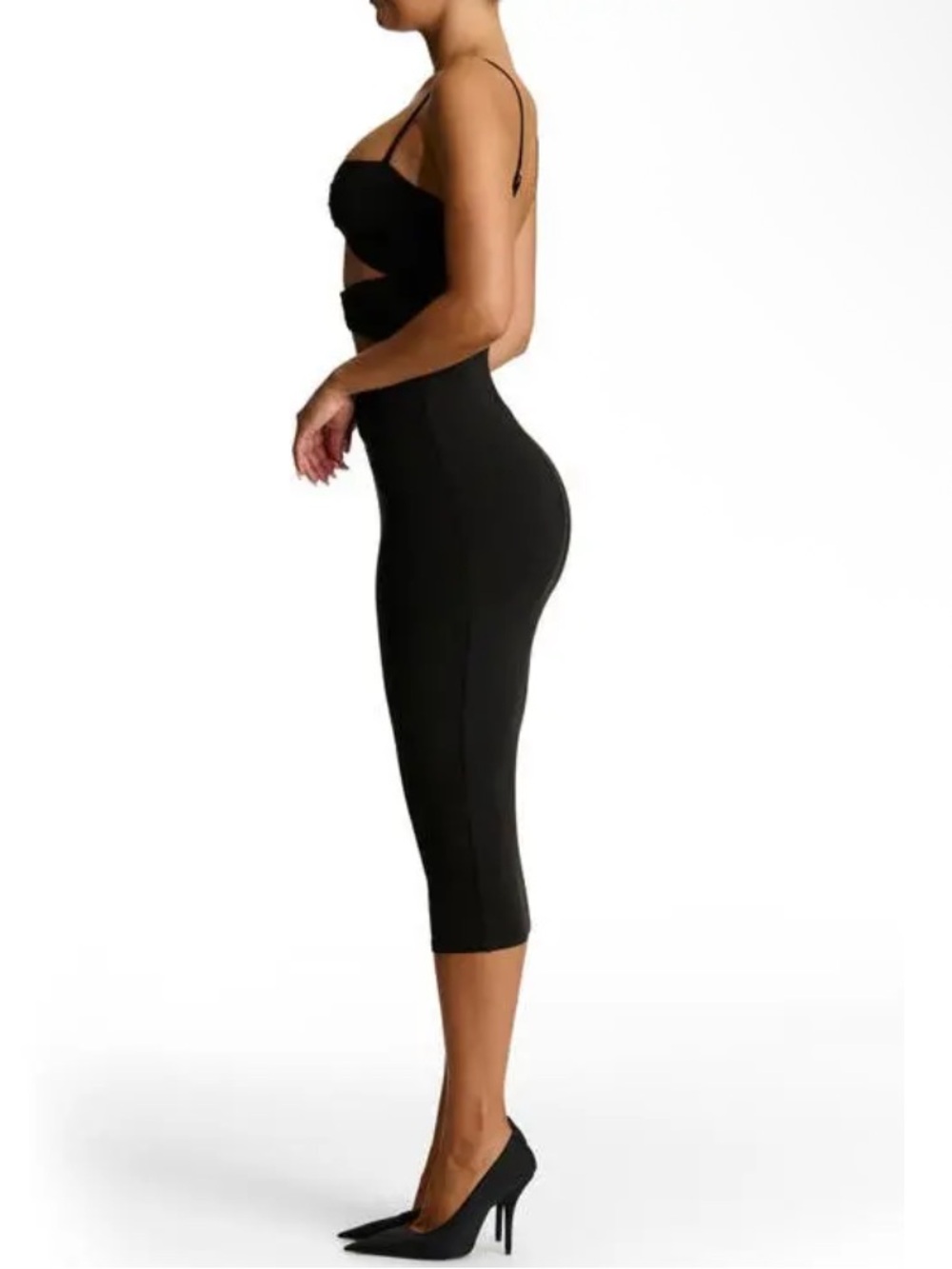Naked Wardrobe Cutout Metal Ring Bodycon Fitted Dress in Black NEW Size Large - Picture 4 of 10